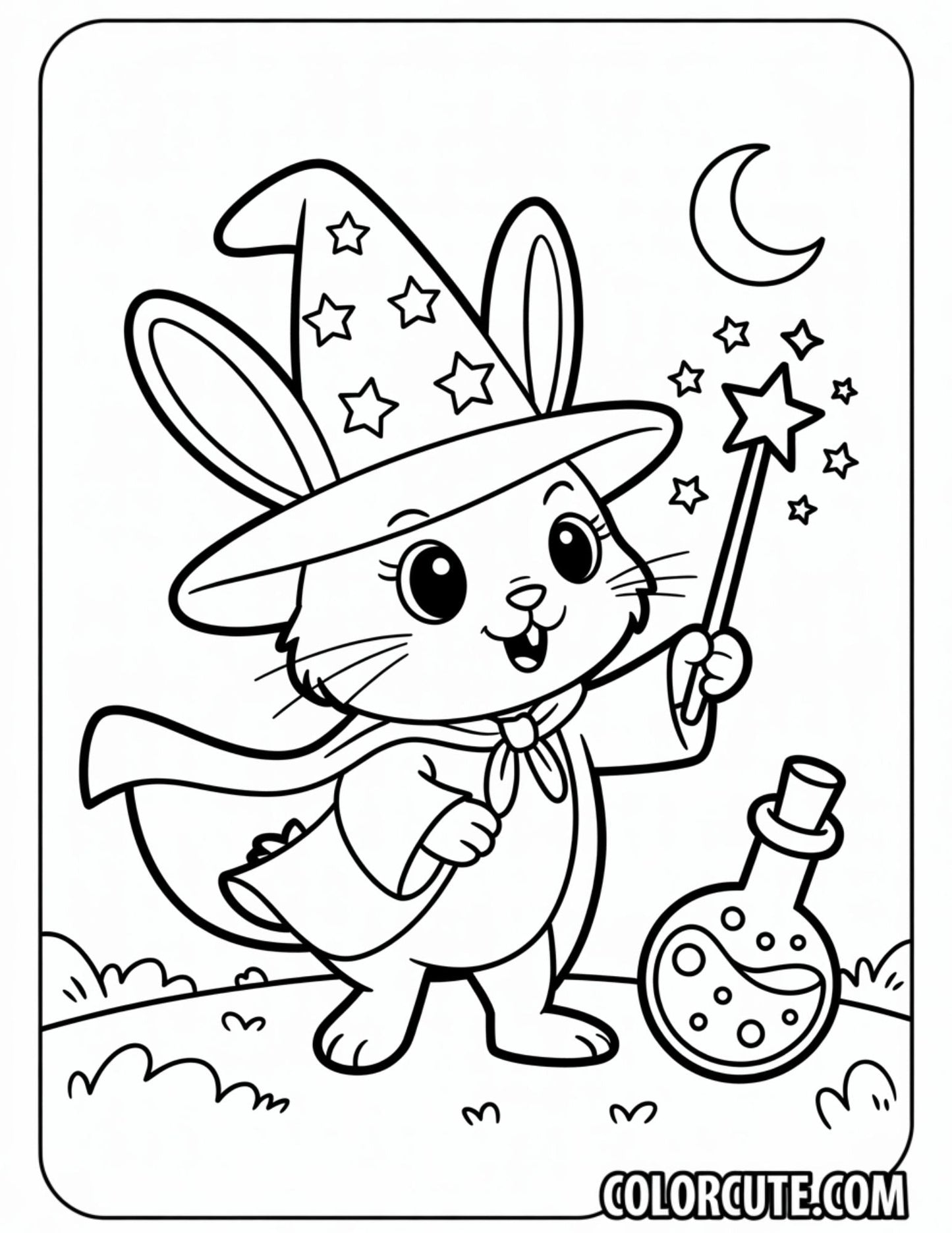 Wizard Bunny Coloring Pages | Free PDF Printables