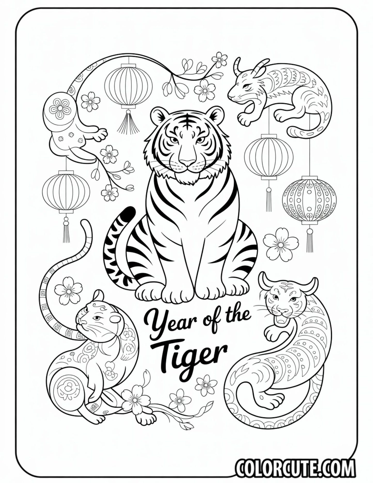 Year of Tiger Coloring Pages | Free PDF Printables