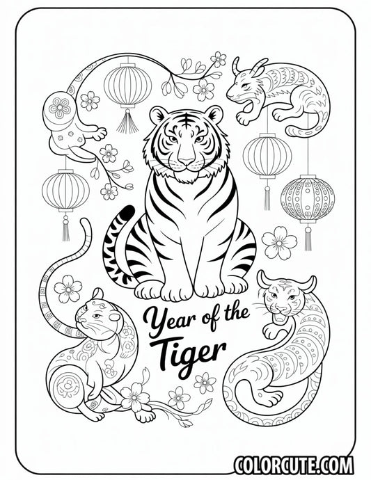 Year of Tiger Coloring Pages | Free PDF Printables