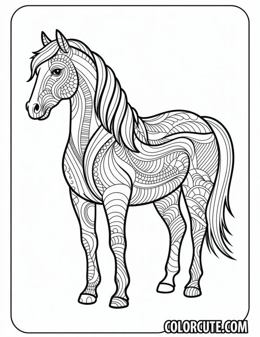 Zentangle Horse Coloring Pages | Free PDF Printables