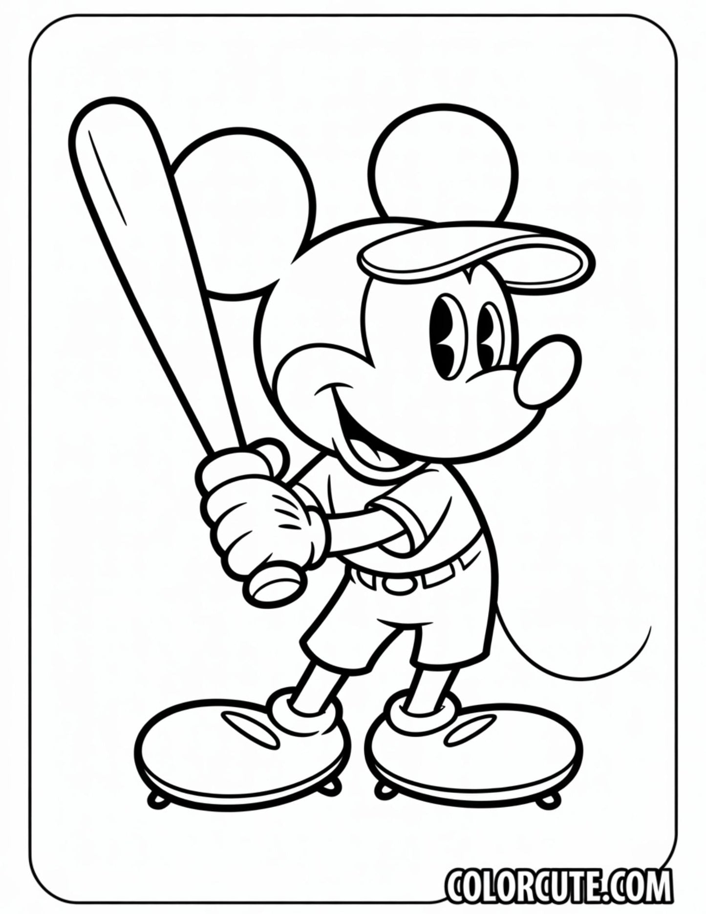 Baseball Mickey Mouse Coloring Pages | Free PDF Printables