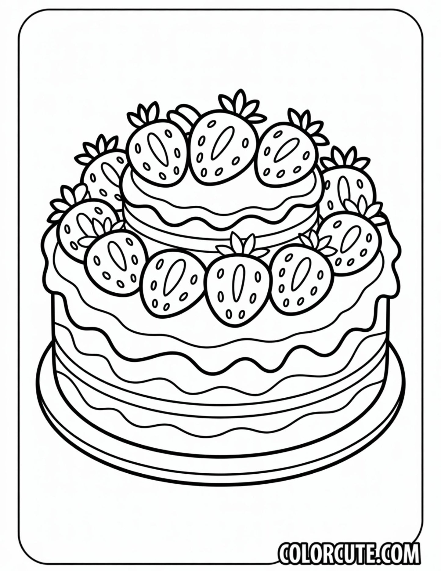 Cake Strawberry Coloring Pages | Free PDF Printables