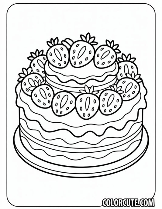 Cake Strawberry Coloring Pages | Free PDF Printables
