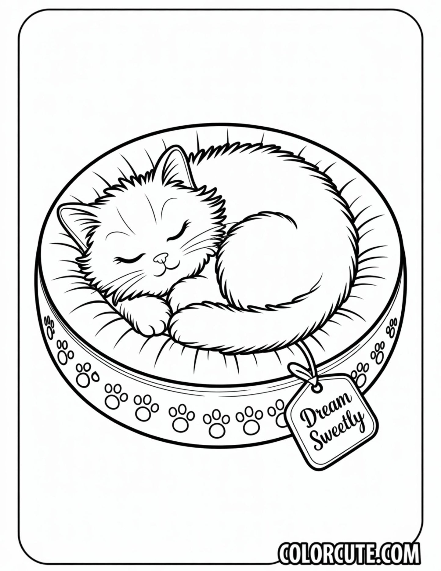 Cat Sleeping Coloring Pages | Free PDF Printables