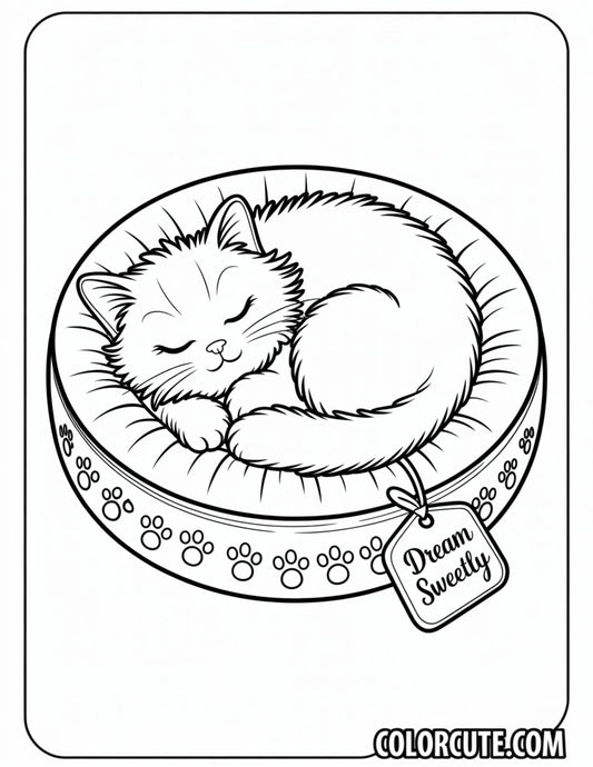 Cat Sleeping Coloring Pages | Free PDF Printables