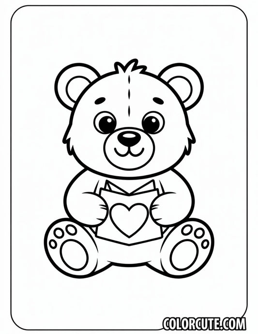 Cute Valentine Bear Coloring Pages | Free PDF Printables