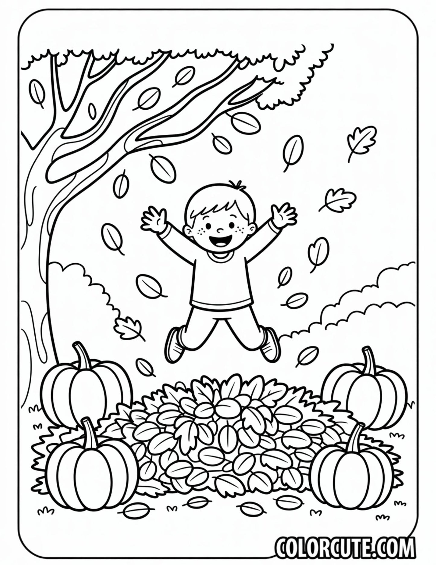 Fall Preschool Coloring Page | Free PDF Printables