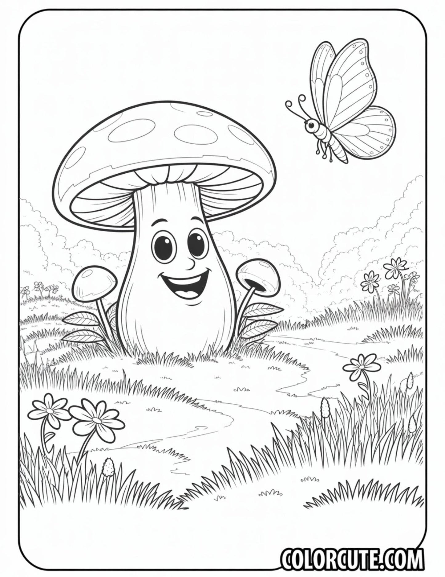 Funny Mushroom Coloring Pages | Free PDF Printables