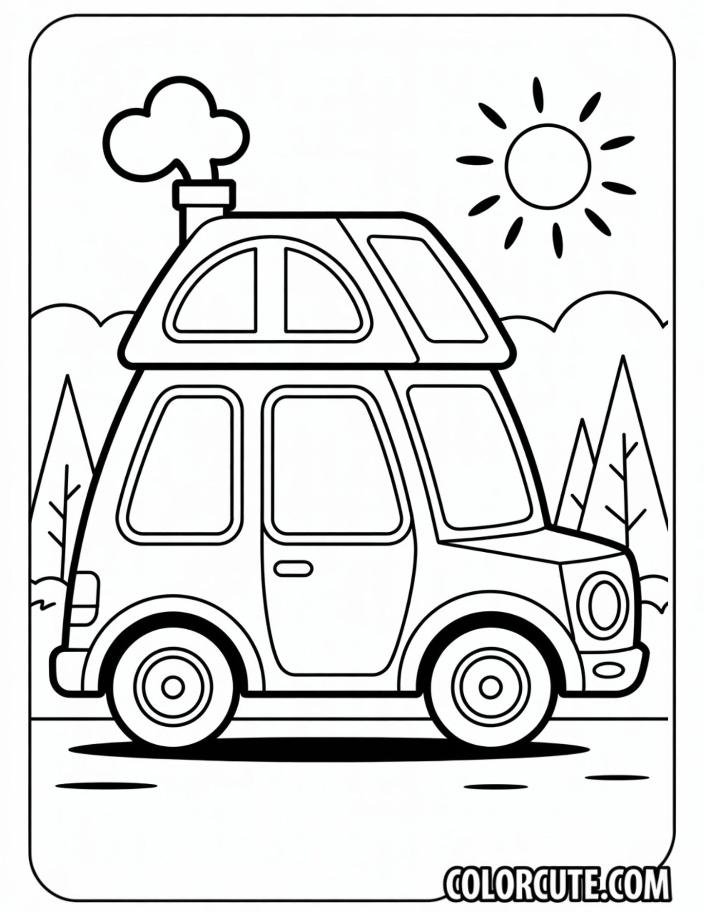 House Car Coloring Pages | Free PDF Printables