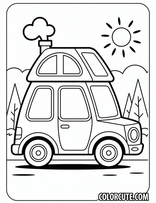 House Car Coloring Pages | Free PDF Printables