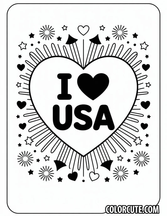 I Love USA Coloring Pages | Free PDF Printables