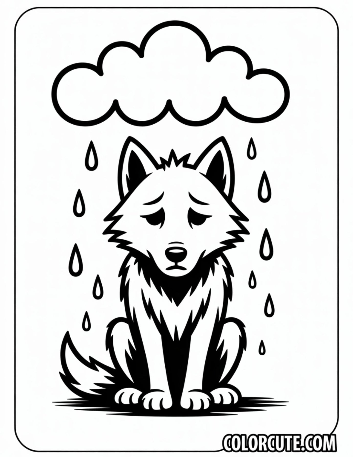 Sad Wolf Coloring Page | Free PDF Printables