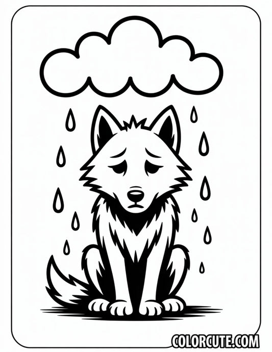 Sad Wolf Coloring Page | Free PDF Printables