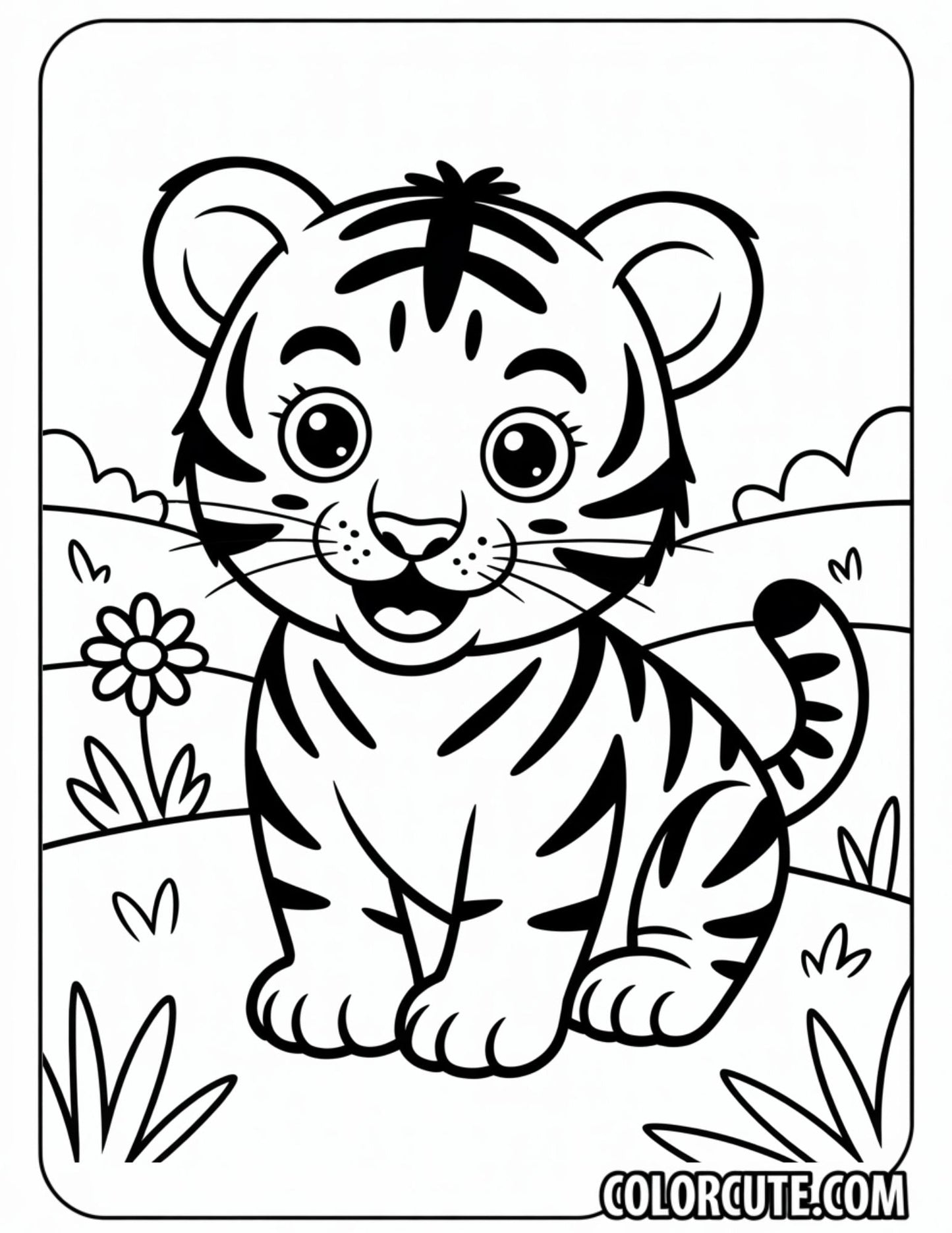 Smiling Tiger Coloring Pages | Free PDF Printables
