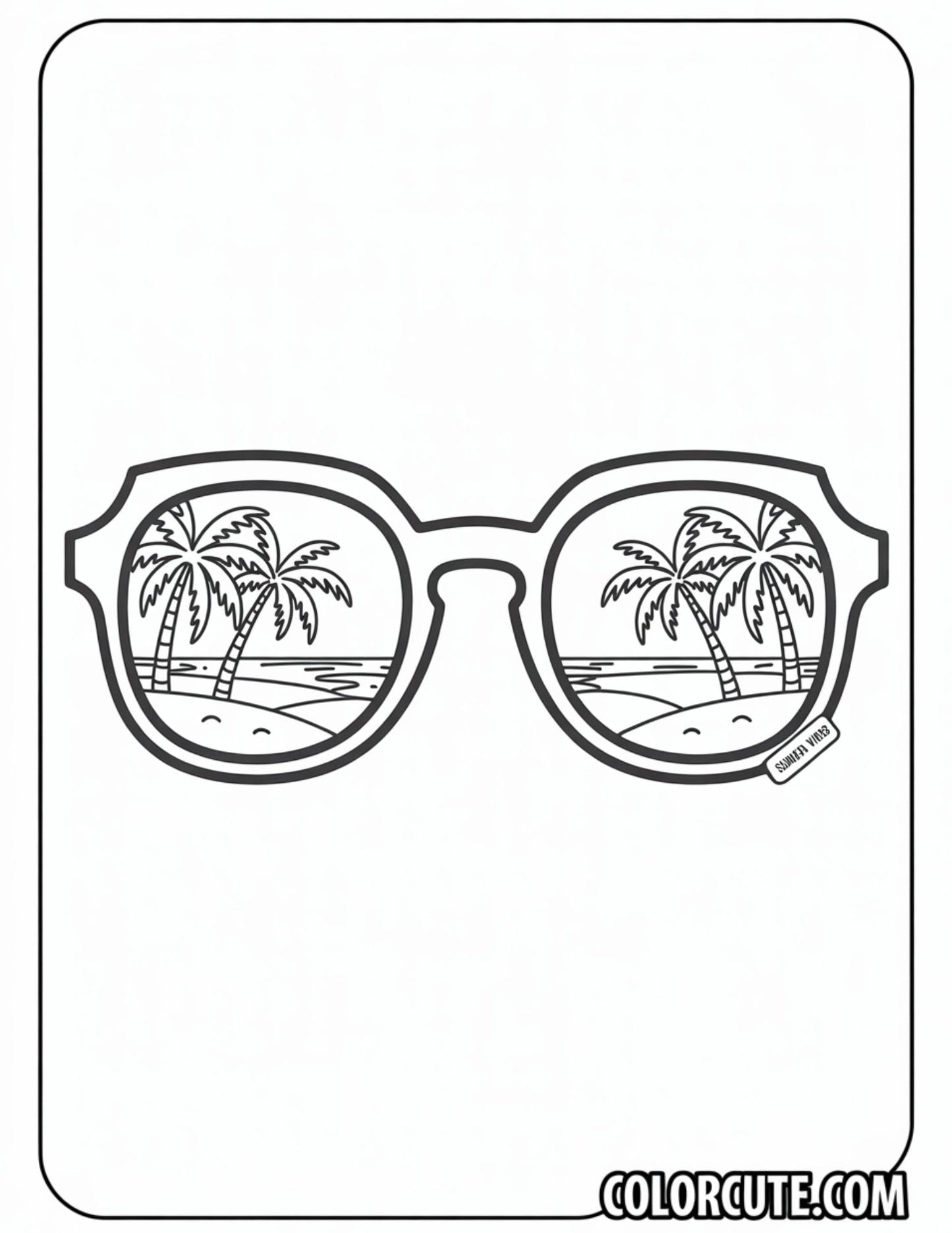 Sunglasses Summer Coloring Pages | Free PDF Printables