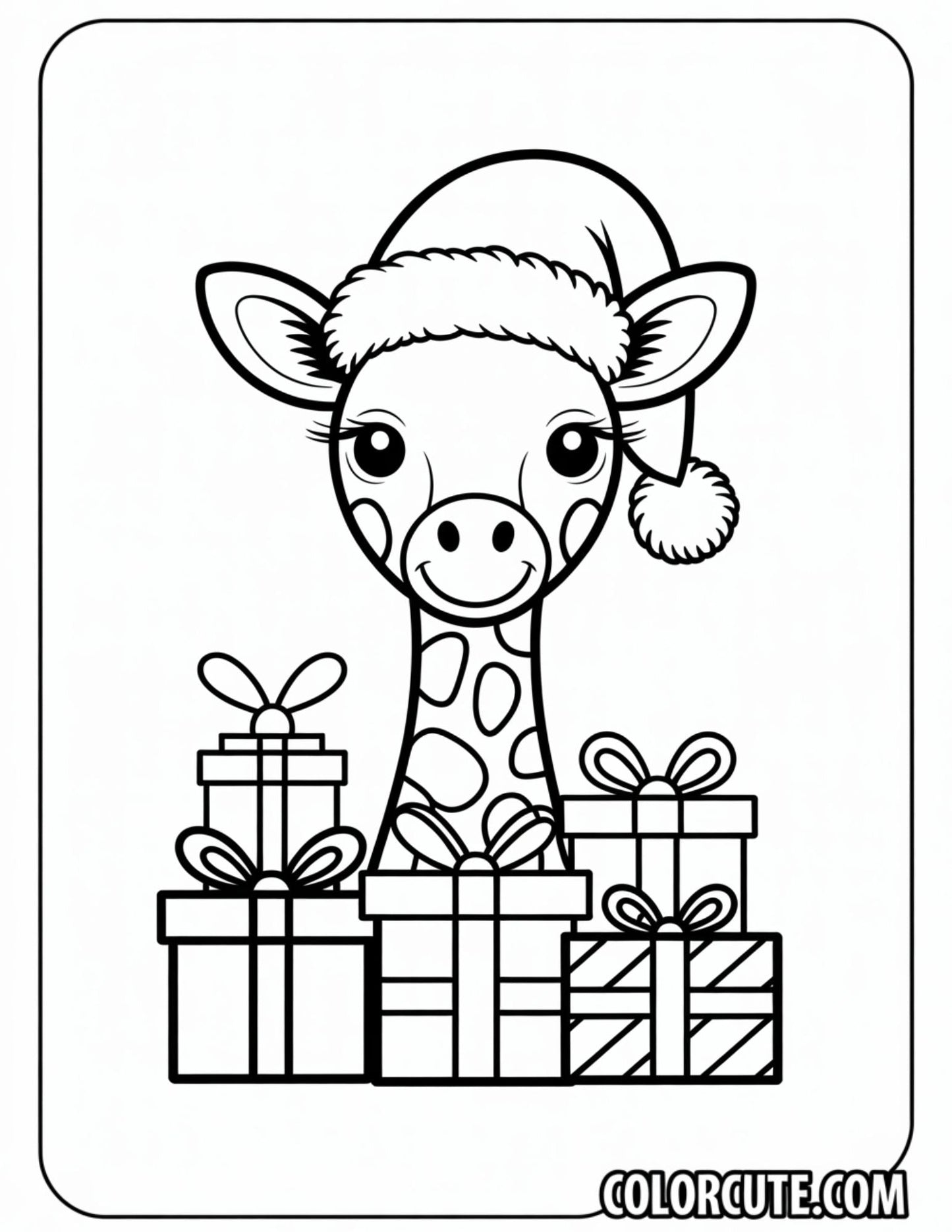 Christmas Giraffe Coloring Pages | Free PDF Printables