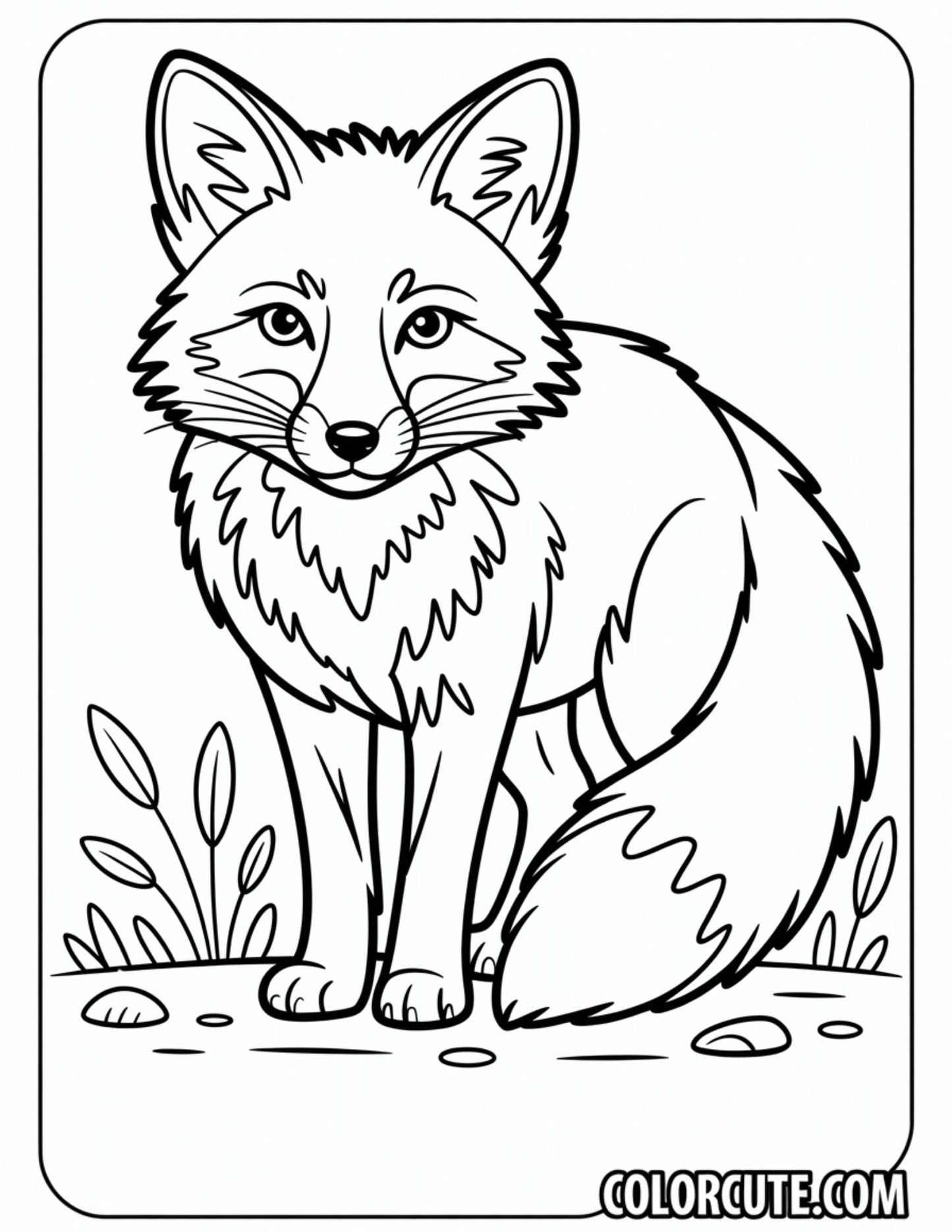 Friendly Fox in Nature Coloring Pages | Free PDF Printables