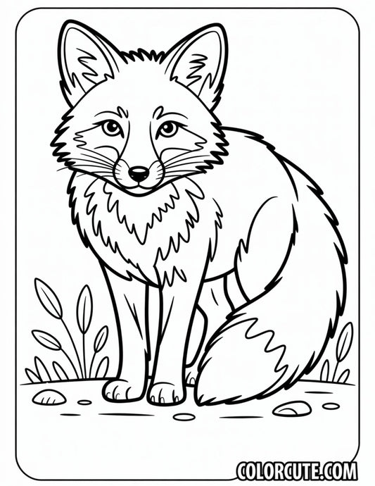 Friendly Fox in Nature Coloring Pages | Free PDF Printables