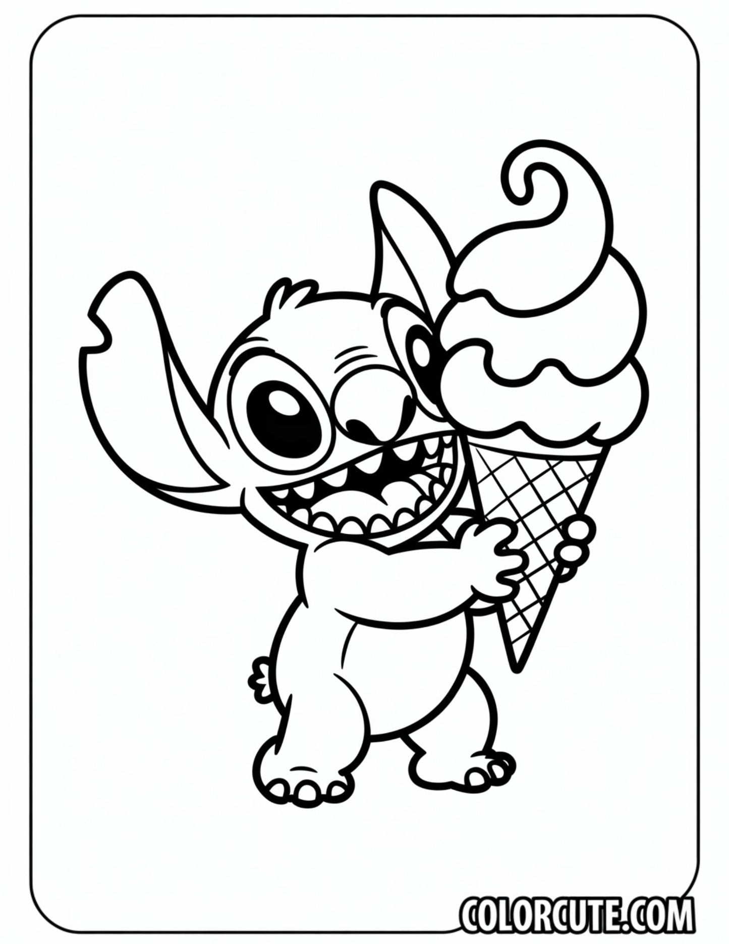 Ice Cream Stitch Coloring Page | Free PDF Printables