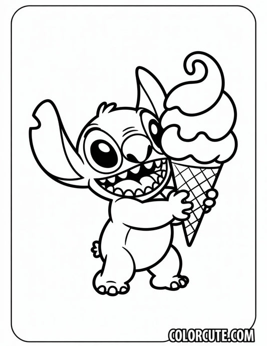 Ice Cream Stitch Coloring Page | Free PDF Printables