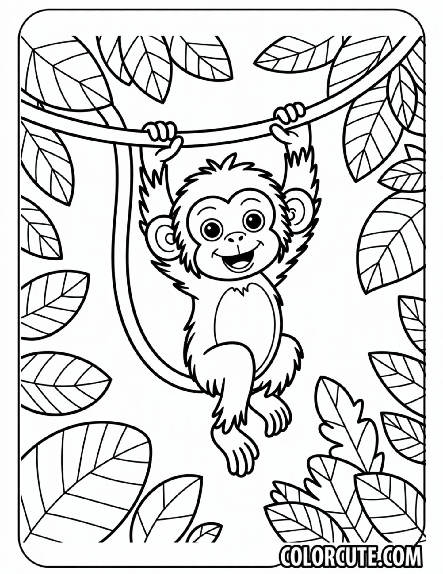 Little Monkey Coloring Page Free PDF Printables