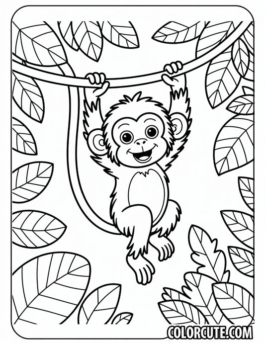 Little Monkey Coloring Page Free PDF Printables