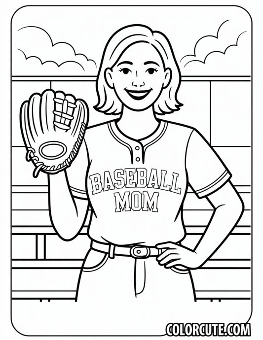 Baseball Mom Coloring Pages | Free PDF Printables