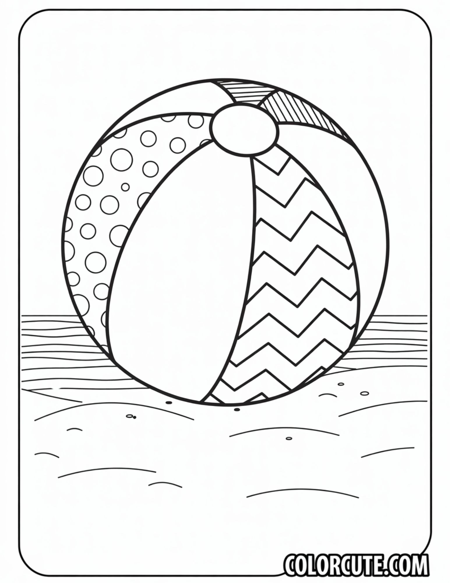 Beach Ball Summer Coloring Pages Free PDF Printables Color Cute