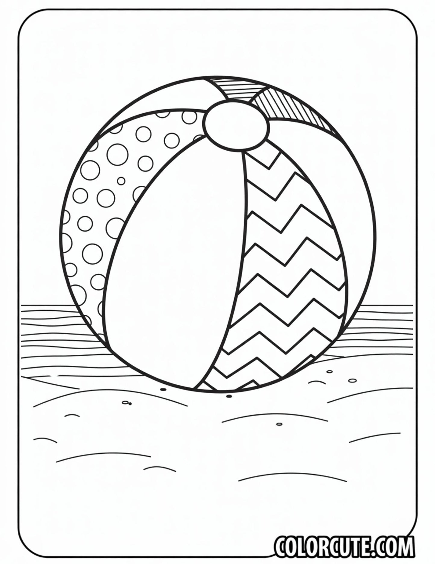 Beach Ball Summer Coloring Pages | Free PDF Printables