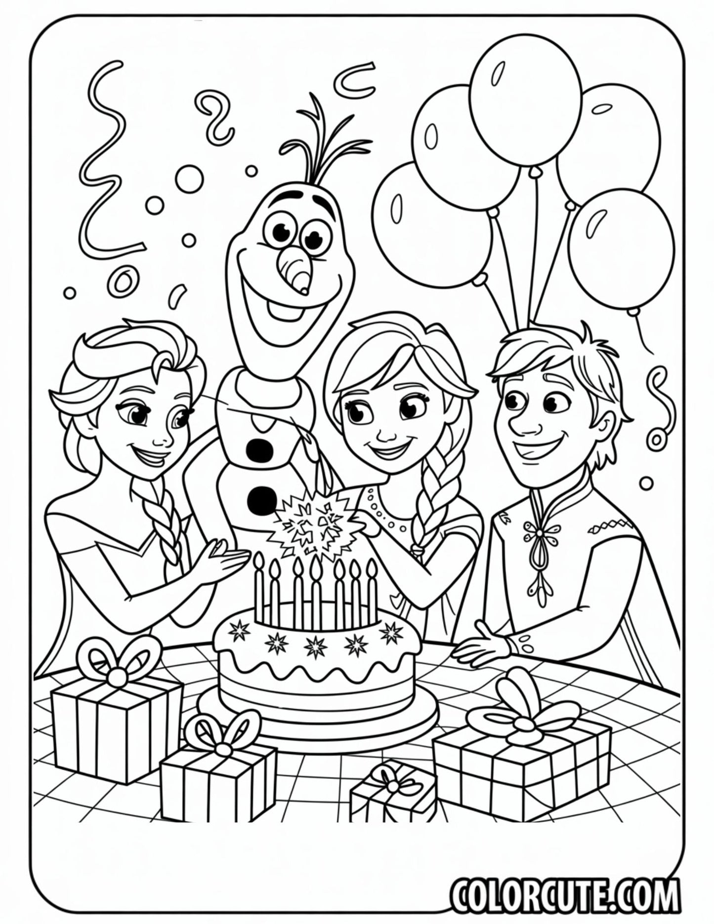 Birthday Frozen Party Coloring Pages | Free PDF Printables