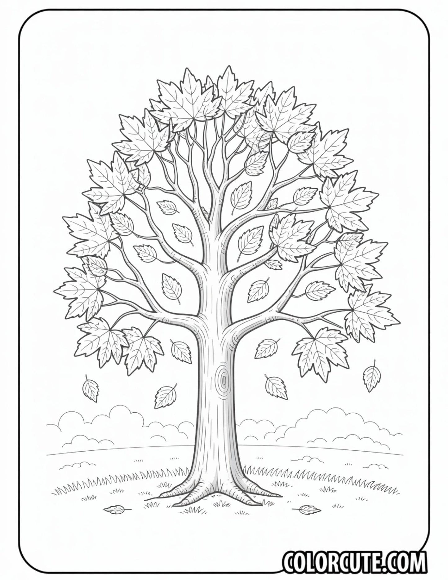 Fall Tree Coloring Pages | Free PDF Printables