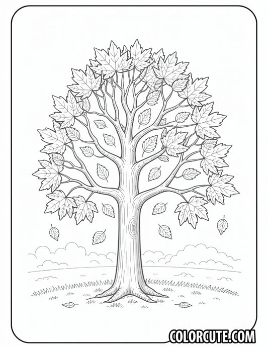 Fall Tree Coloring Pages | Free PDF Printables