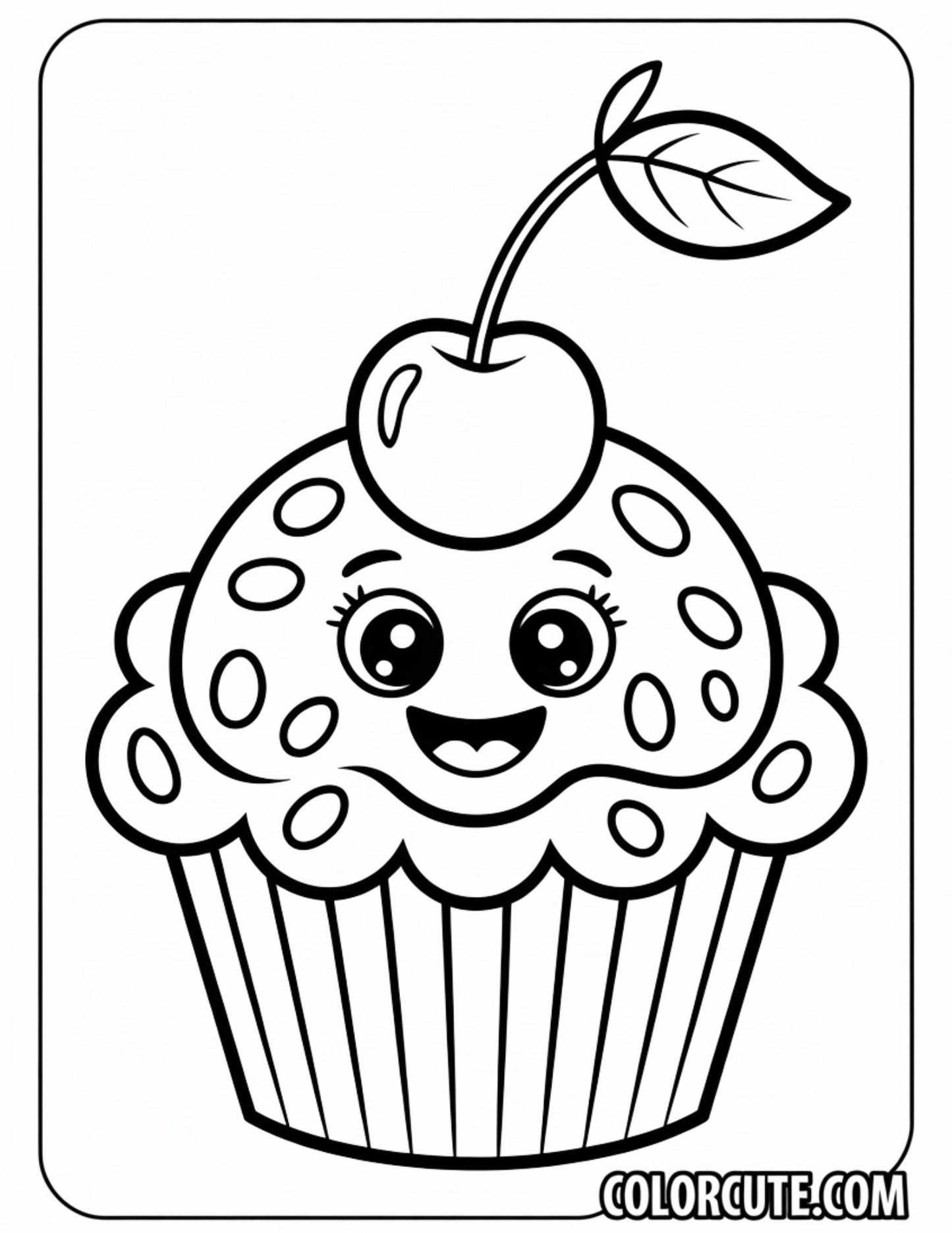 Fun Cherry Cupcake Coloring Pages | Free PDF Printables