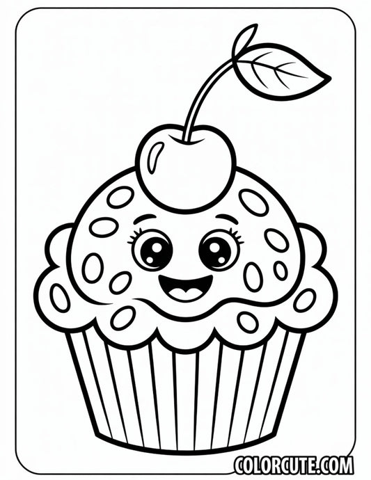 Fun Cherry Cupcake Coloring Pages | Free PDF Printables