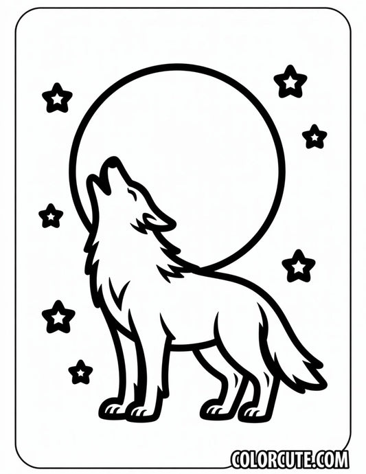 Moon Wolf Coloring Page | Free PDF Printables