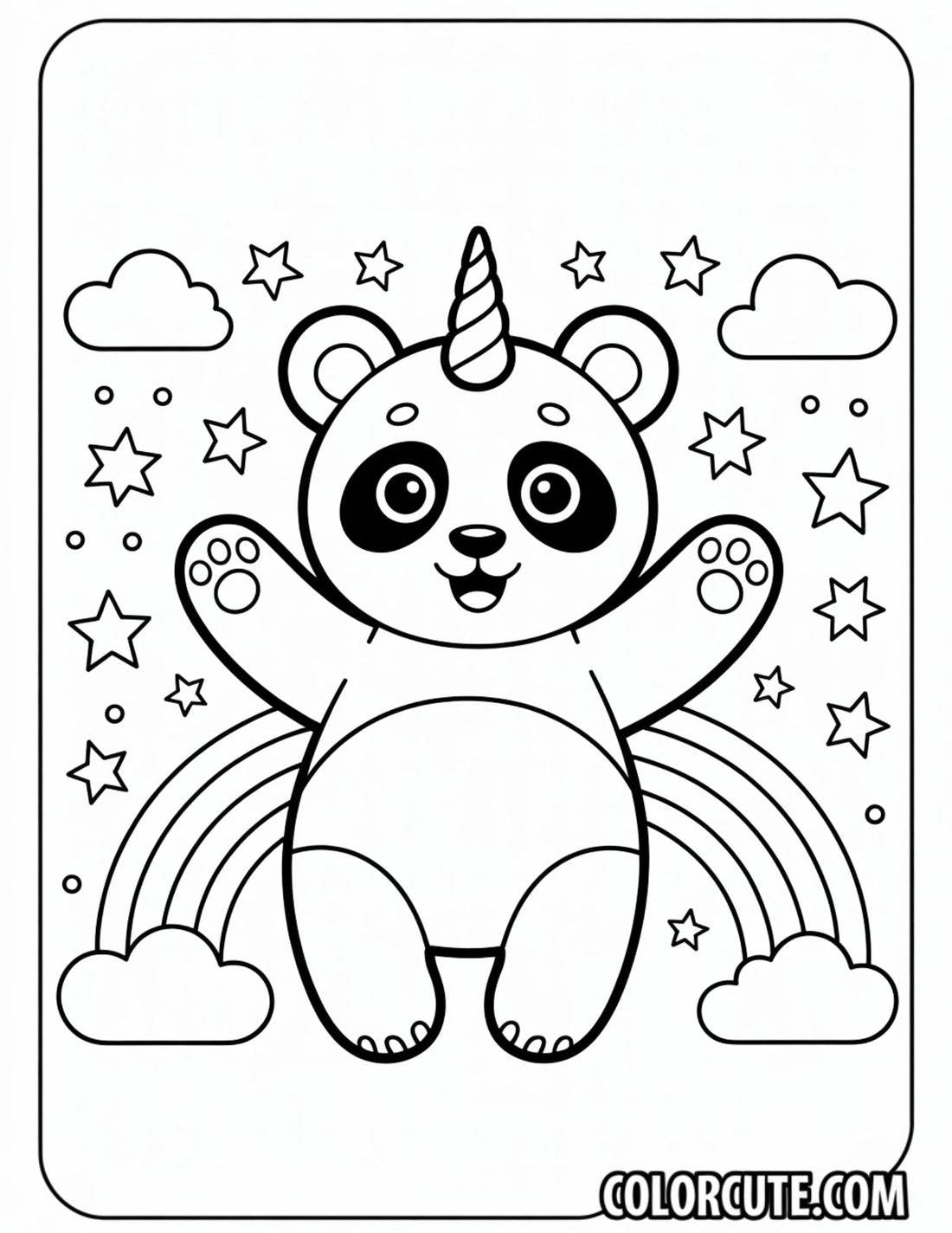 Panda Unicorn Coloring Pages | Free PDF Printables ??? Color Cute - Free ...