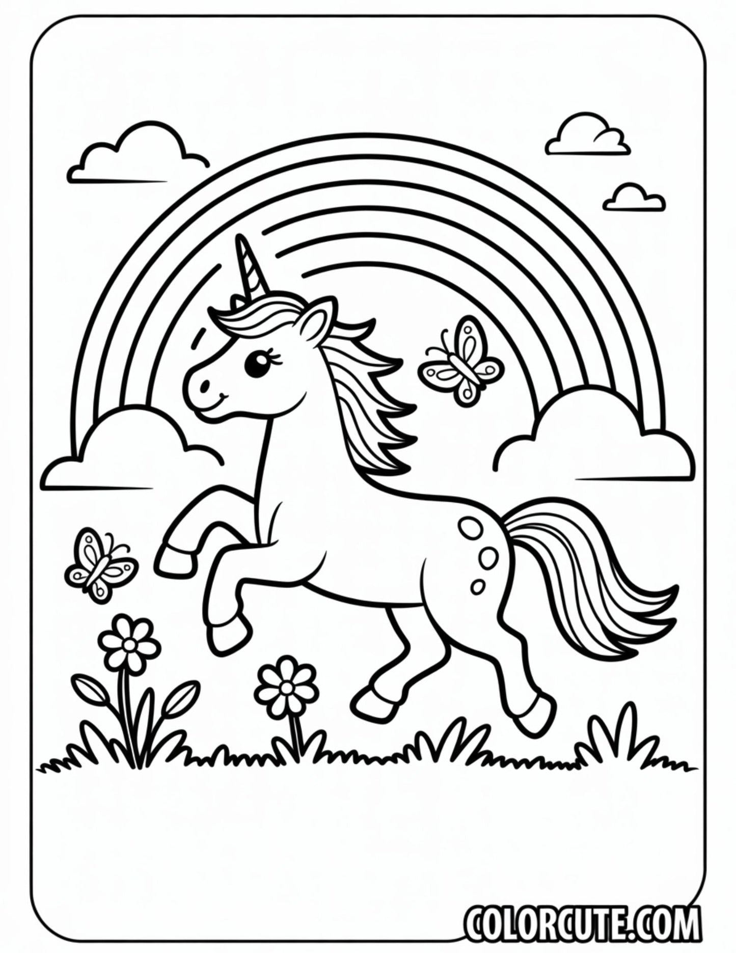Unicorn and Rainbow Coloring Pages | Free PDF Printables