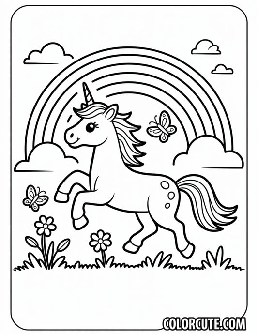 Unicorn and Rainbow Coloring Pages | Free PDF Printables