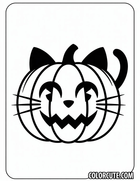 Black Cat Pumpkin Coloring Page | Free PDF Printables