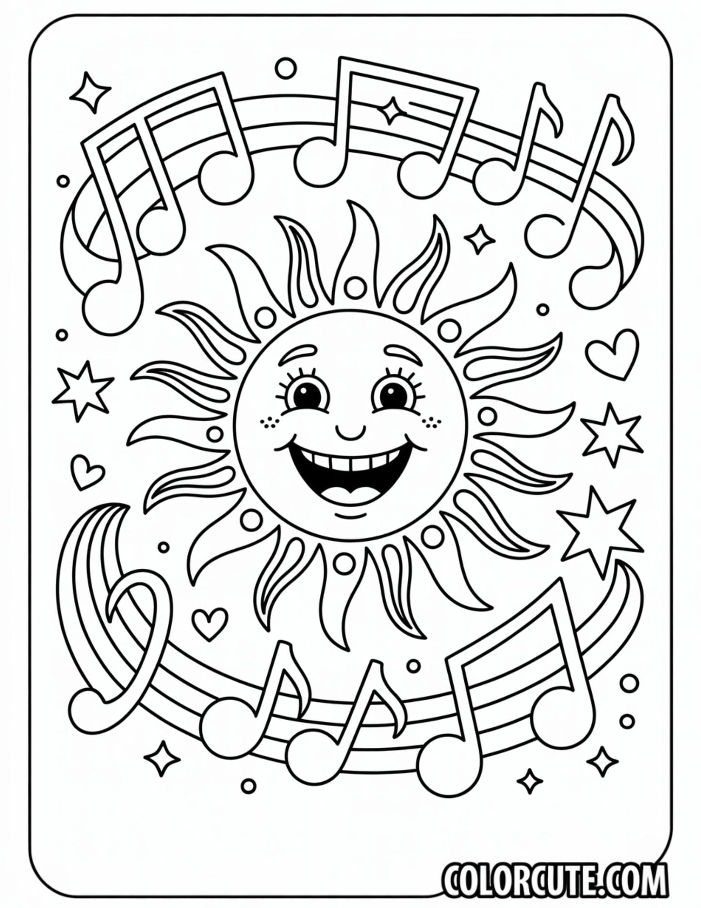 Cheerful Sun Coloring Page | Free PDF Printables
