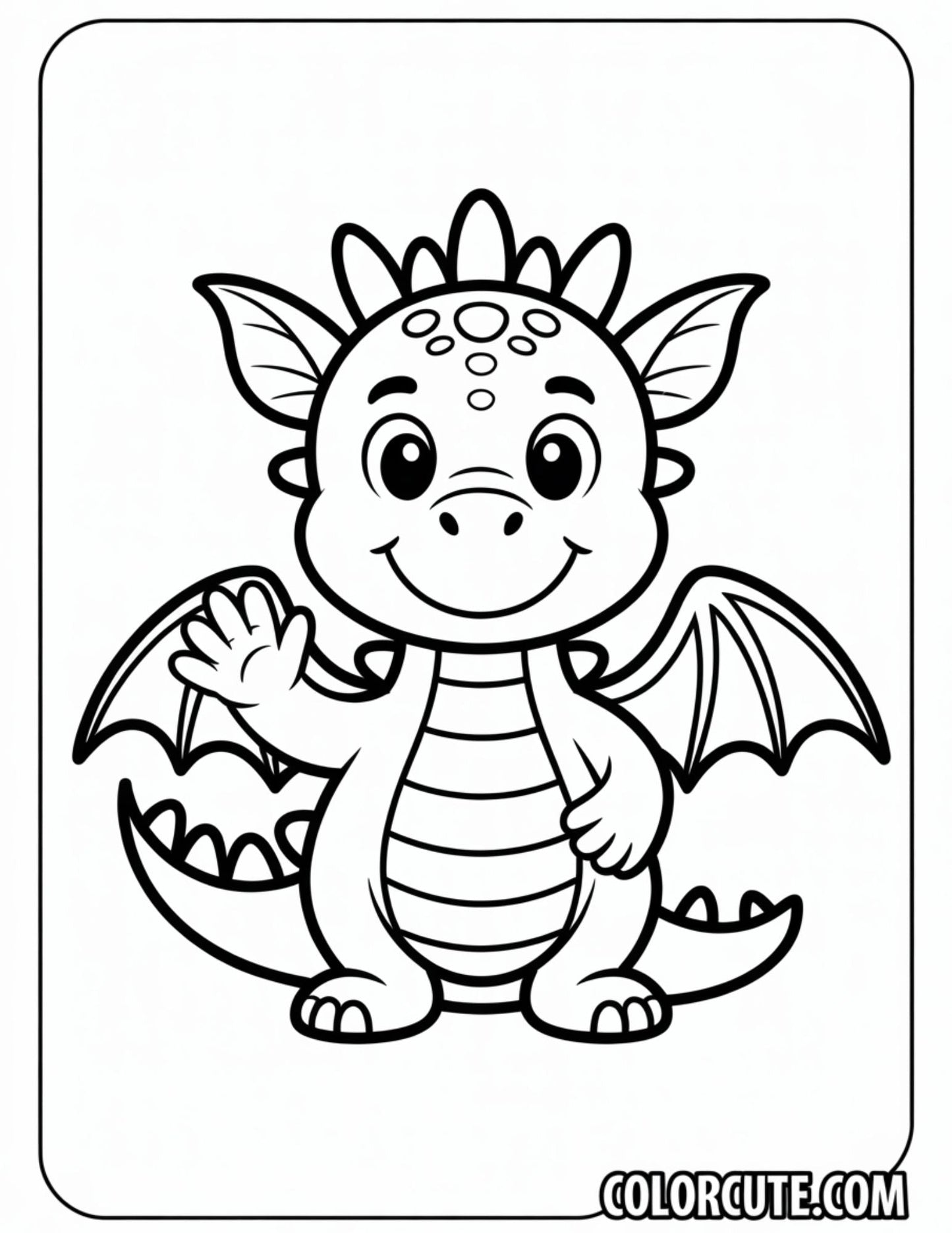 Friendly Cute Dragon Coloring Pages | Free PDF Printables