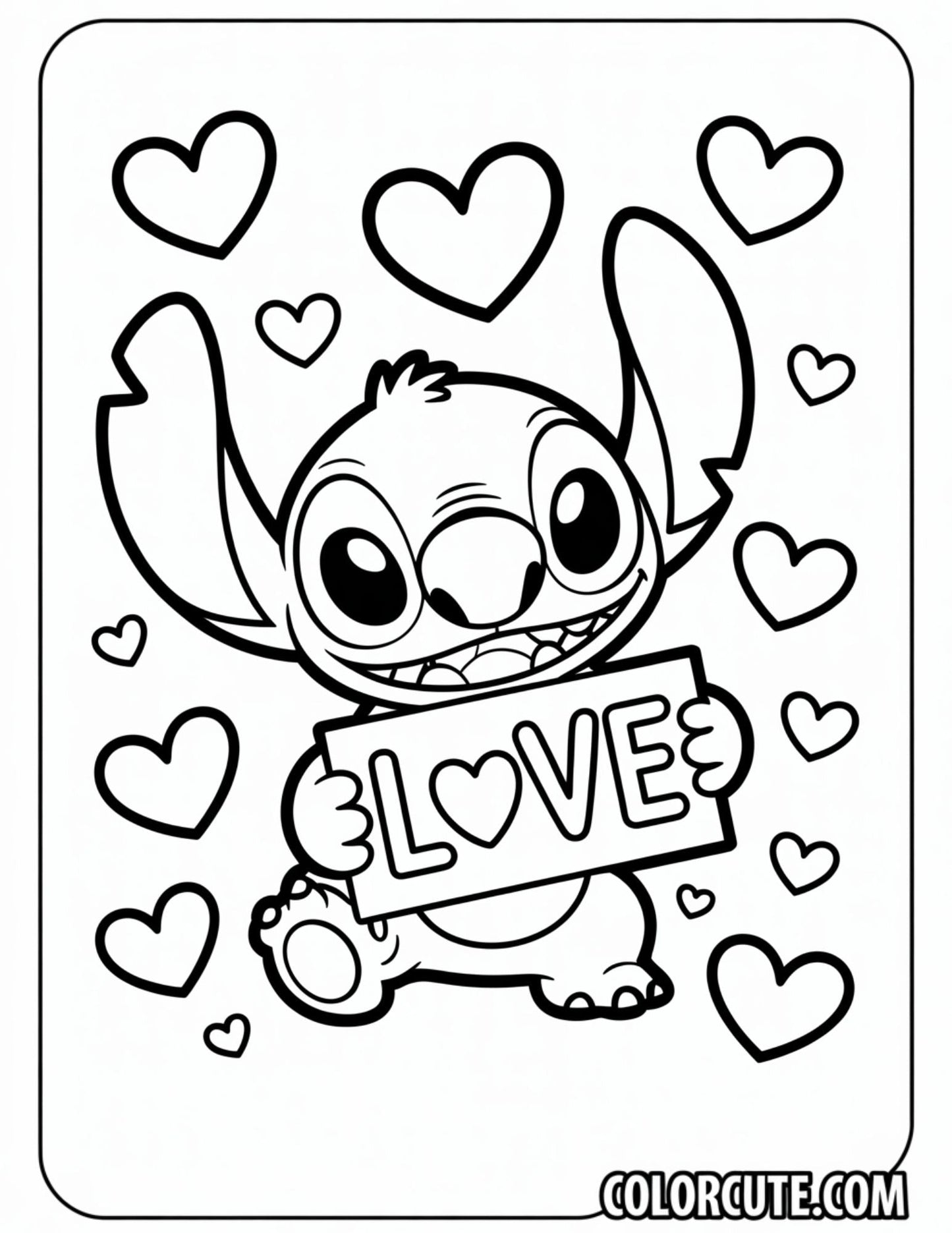 Love Stitch Coloring Page | Free PDF Printables