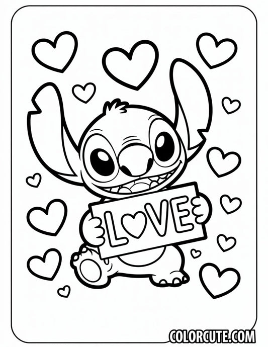 Love Stitch Coloring Page | Free PDF Printables