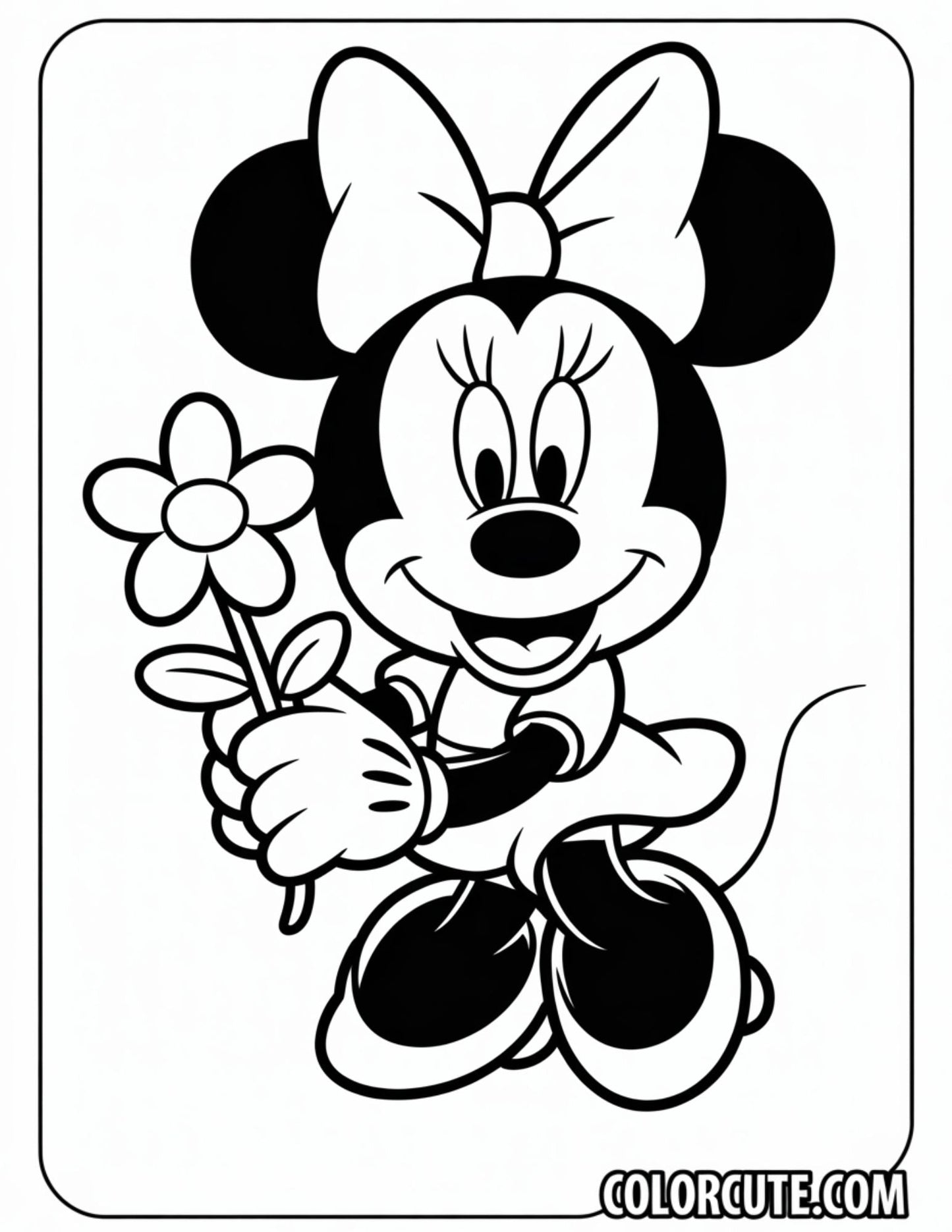 Minnie Bold and Easy Coloring Pages | Free PDF Printables