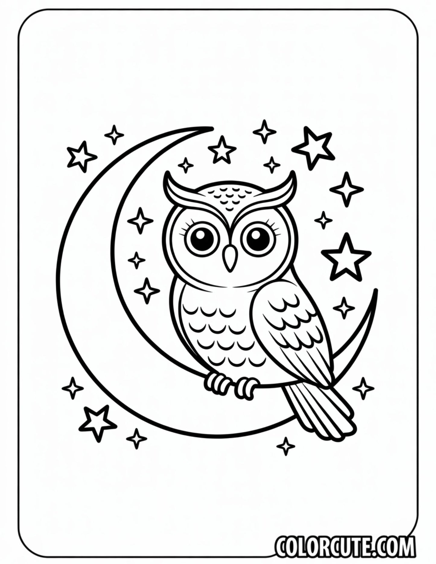 Moon Owl Coloring Pages | Free PDF Printables