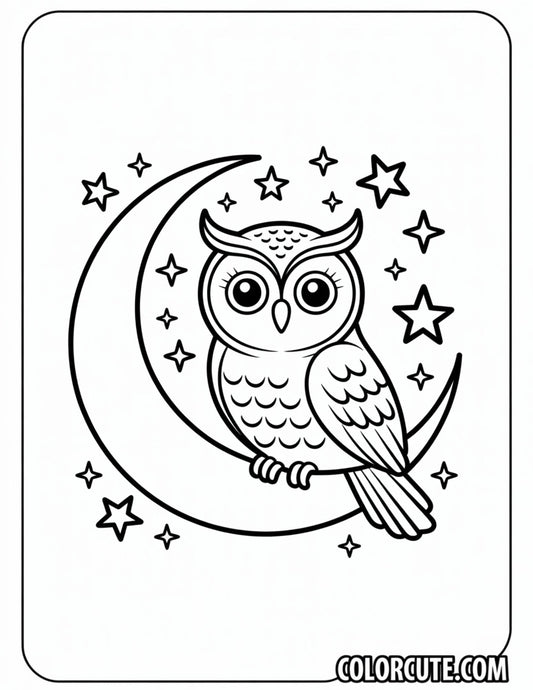 Moon Owl Coloring Pages | Free PDF Printables