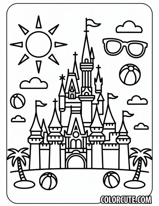 Summer Disney Castle Coloring Page | Free PDF Printables
