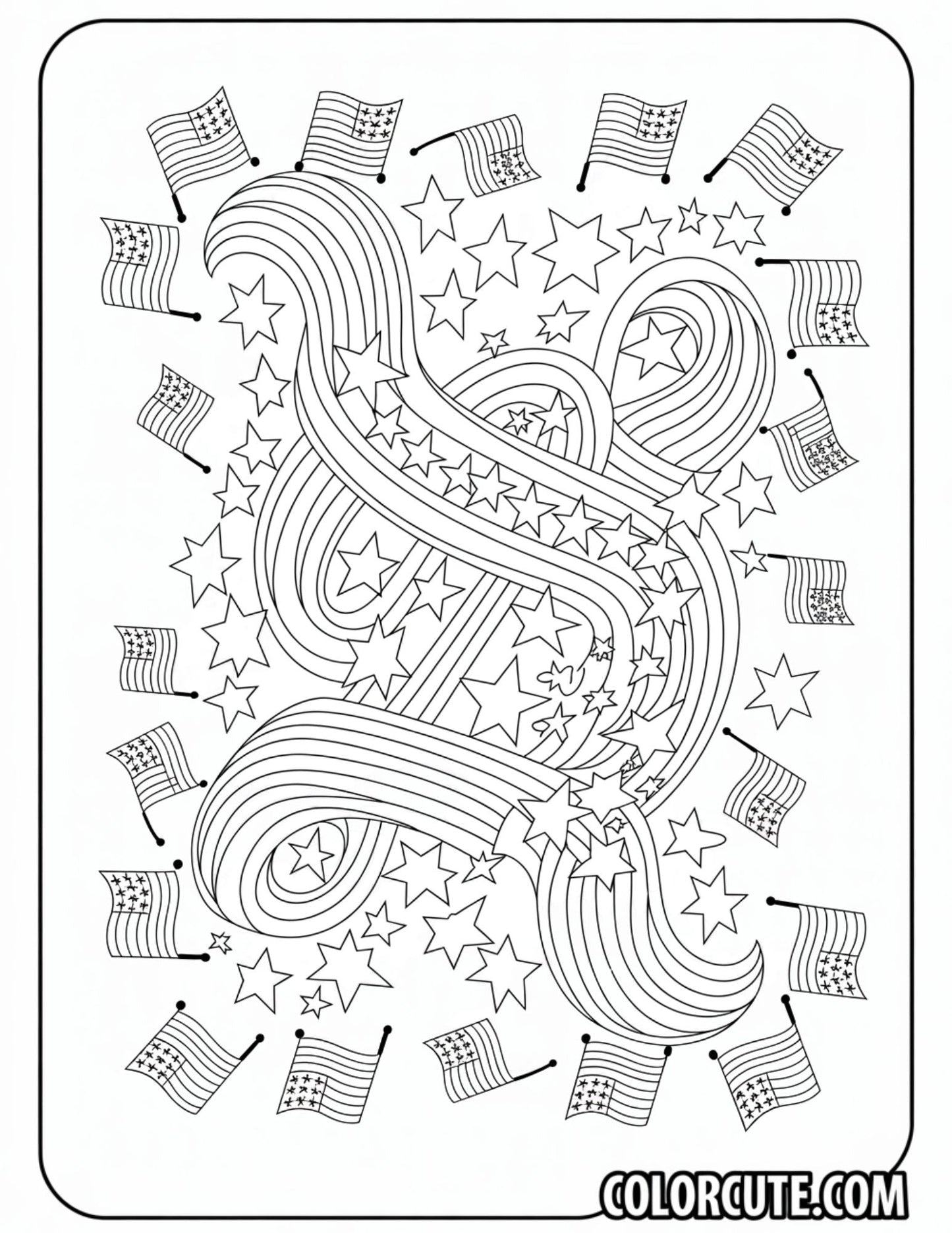 4th of July Stars & Stripes Coloring Pages | Free PDF Printables