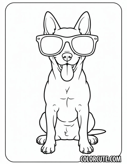 Cool Dog with Sunglasses Coloring Page | Free PDF Printables