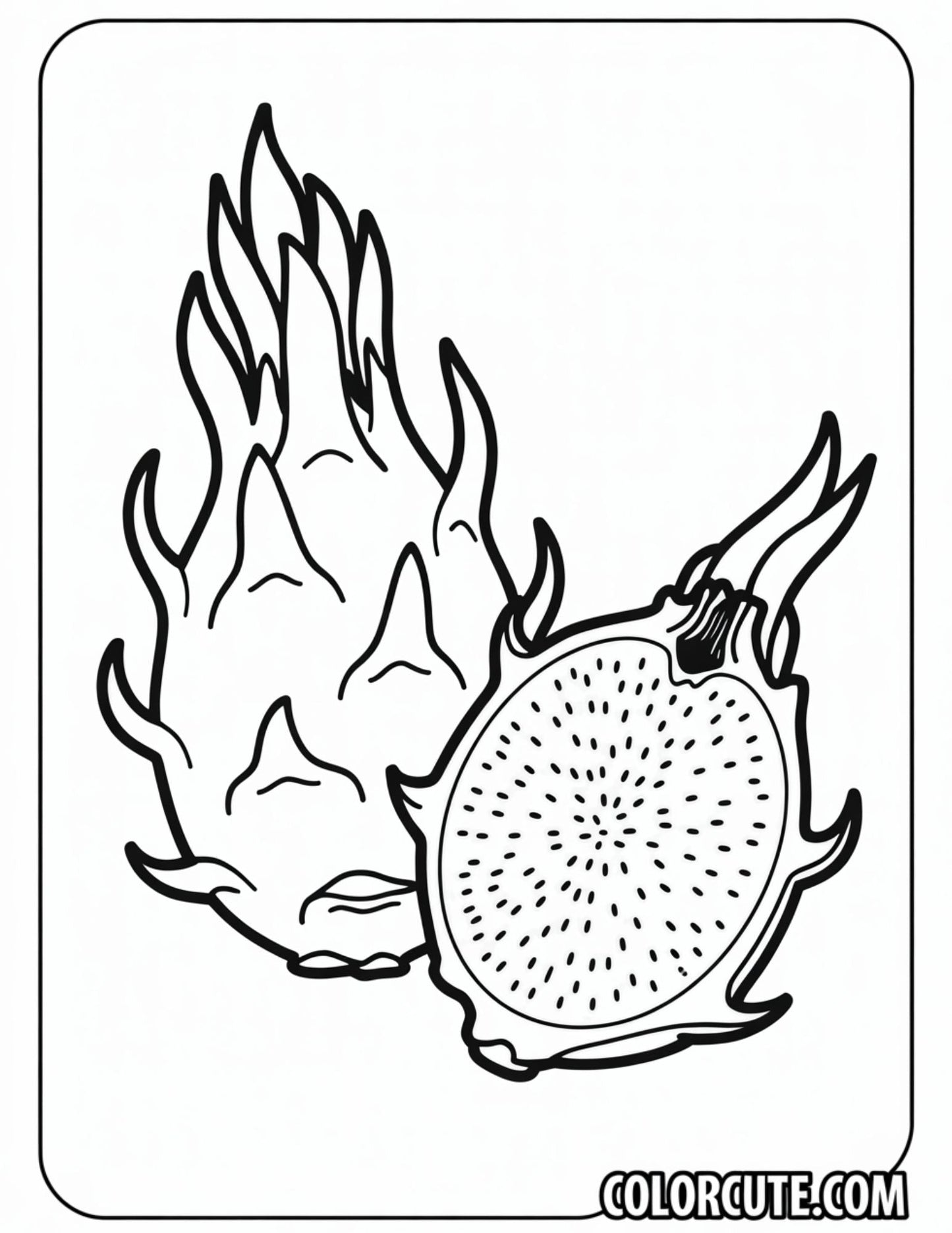 Dragonfruit Coloring Page | Free PDF Printables